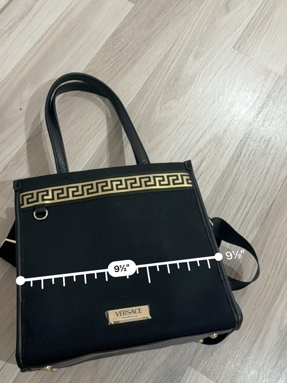 Versace Black Tote with Gold Greek Key Accent - Picture 8 of 8